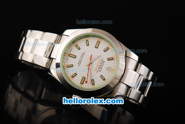 Rolex Milgauss Automatic Movement as the Swiss case with White Dial and Orange Marking - Click Image to Close